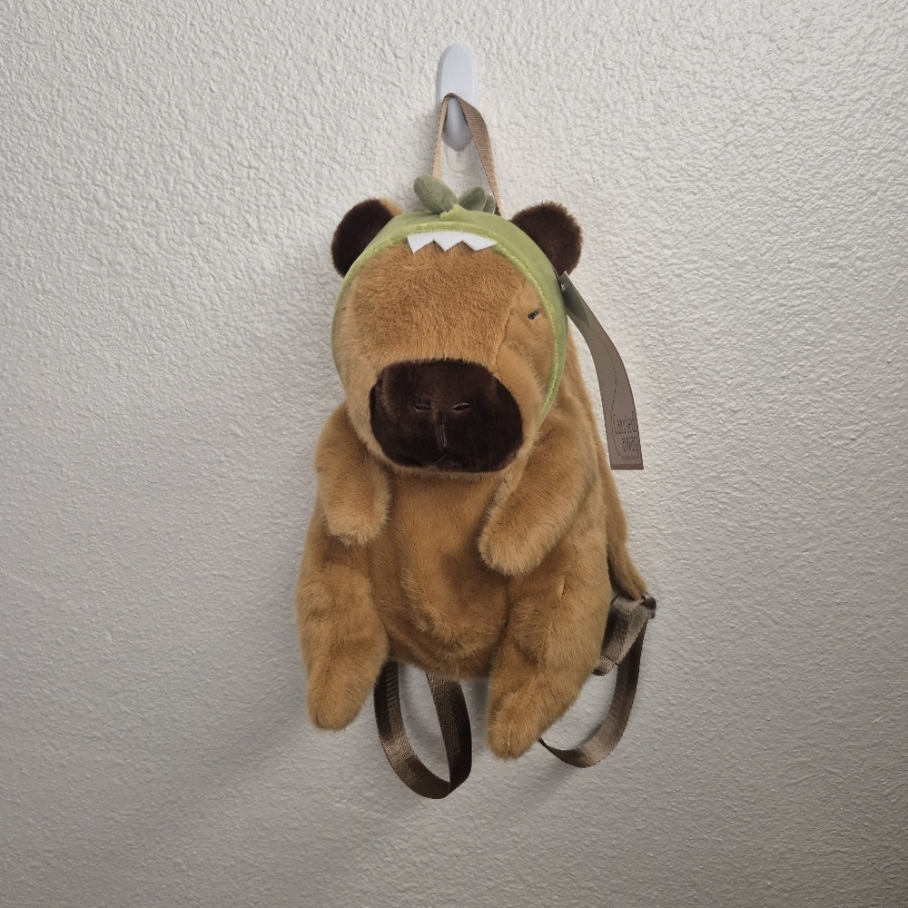 Cute Fun Capybara Dinosaur Brown Plush Backpack Gift NWT - Picture 11 of 11